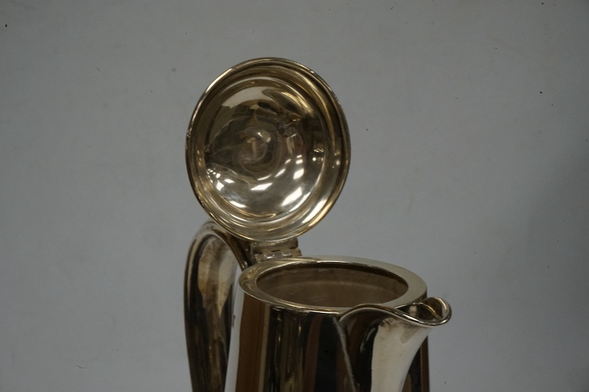 A George V silver mounted cut glass claret jug, Birmingham, 1911, height 25.3cm, Condition - poor to fair